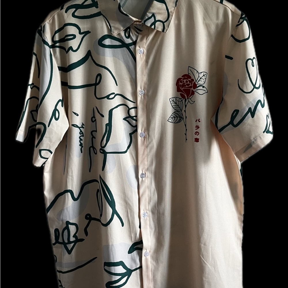 Stylish Cream and Green Men's Shirt